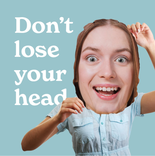 dont lose your head - branding for face cushions